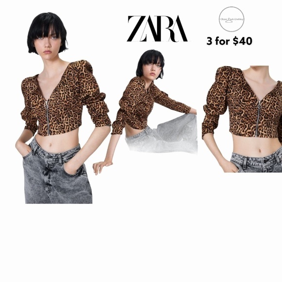 ZARA ANIMAL PRINT CROP TOP - Picture 1 of 5